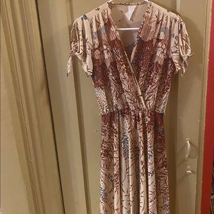 Fall color botanical print vintage dress